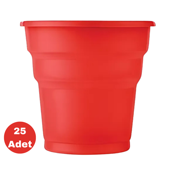 Kırmızı Plastik Bardak 25 Adet - Image 1