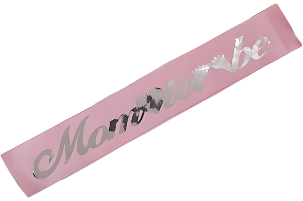 Mom to Be Kuşak Pudra Pembe Üzeri Gümüş - Image 1