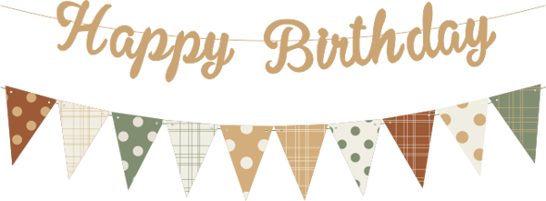 Sütlü Kahve Happy Birthday Kaligrafi Banner ve Desenli Flama Set - Image 1