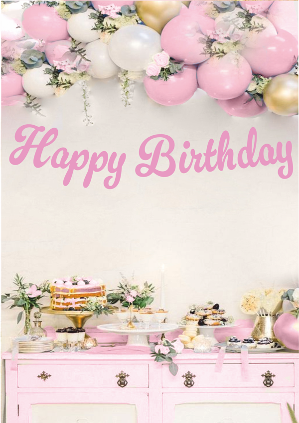 Happy Birthday Pembe Kaligrafi Banner - Image 1