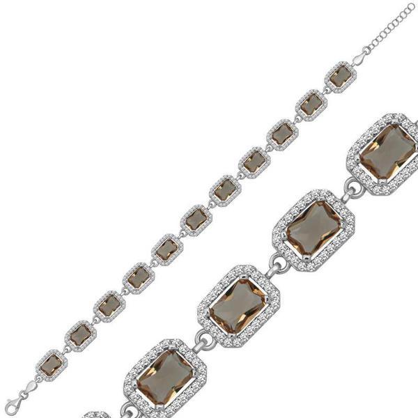 BlackCraft ​Gümüş Kare Zultanit Taşlı Kadın Bileklik (BC-8D11F2) - Image 1