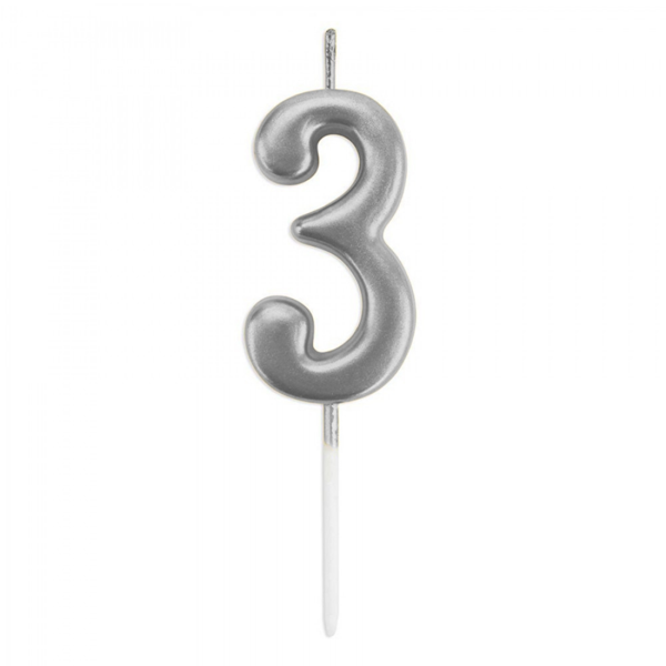 3 Rakam Mum Gümüş - Image 1