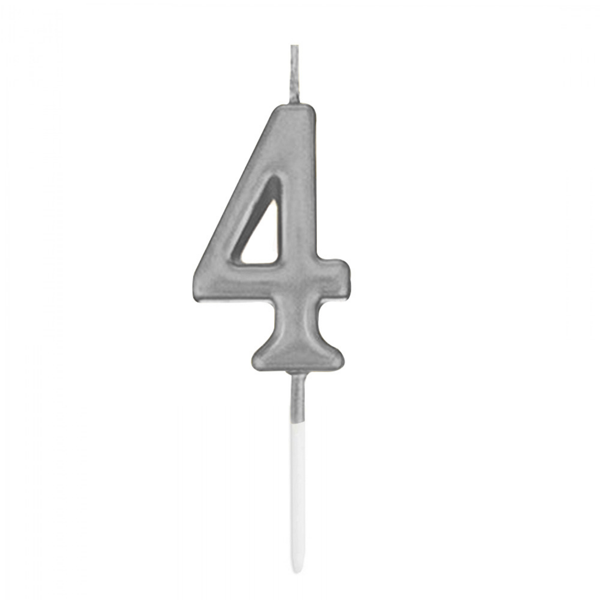 4 Rakam Mum Gümüş - Image 1