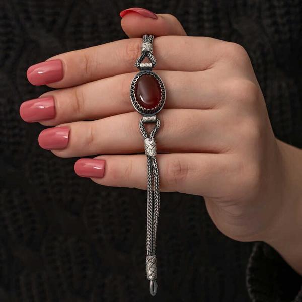 BlackCraft Gümüş Akik Taşlı Kazaziye Bileklik (BC-685B90) - Image 1