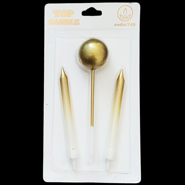 Altın Geçişli Toplu Çubuklu Pasta Mum 12 cm - Image 1