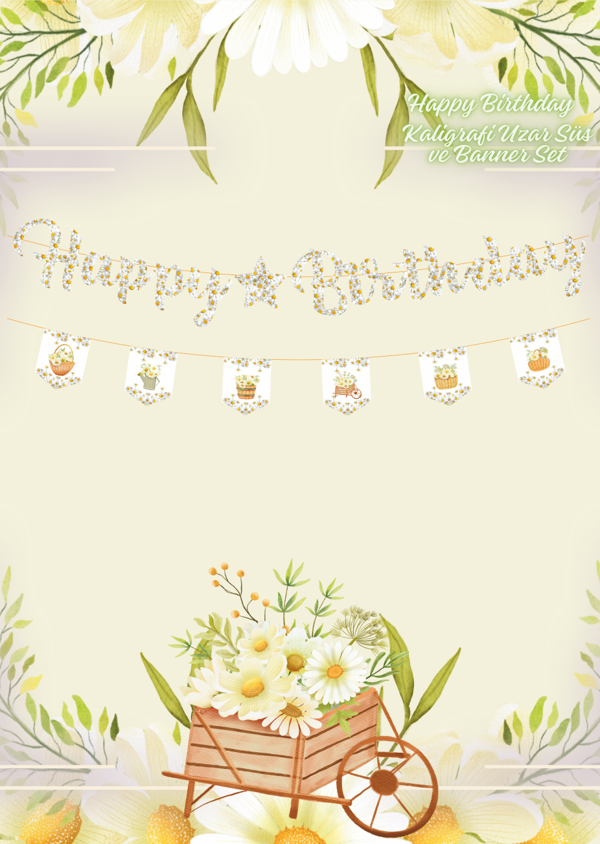 Papatya Happy Birthday Kaligrafi ve Banner Set - Image 1