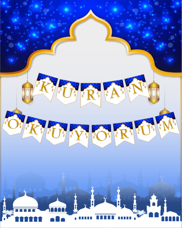 Kuran Okuyorum Mavi Temalı Uzar Yazı Banner - Image 1