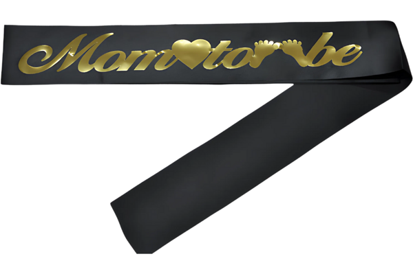 Mom to Be Kuşak Siyah Üzeri Altın - Image 1