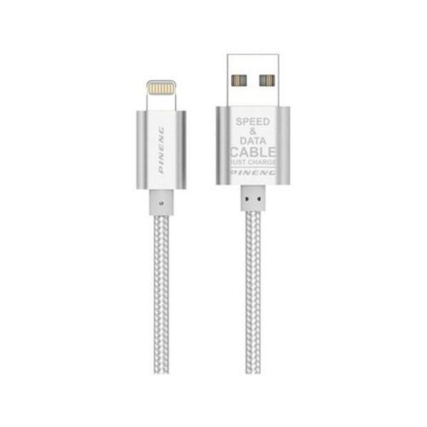 Pineng Pn-305 Iphone Lightning 1 Metre Örgülü Gümüş Kablo - Image 1