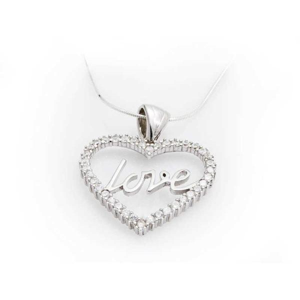 925 Ayar Gümüş Taşlı Love Kadın Gümüş Kolye - Image 1