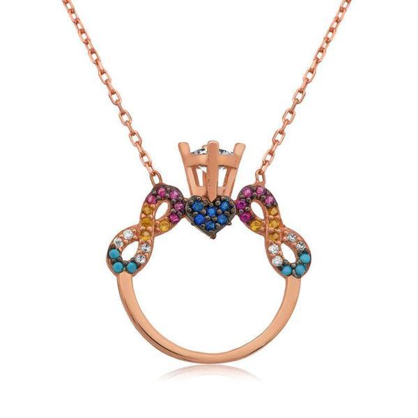 925 Ayar Gümüş Tek Taş Sonsuz Aşk Kadın Gümüş Kolye - Image 1