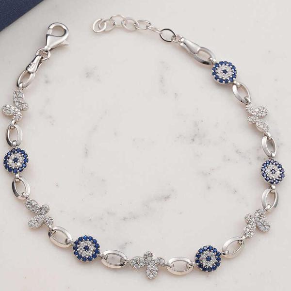 925 Ayar Gümüş Kelebek Nazar Kadın Bileklik - Image 1