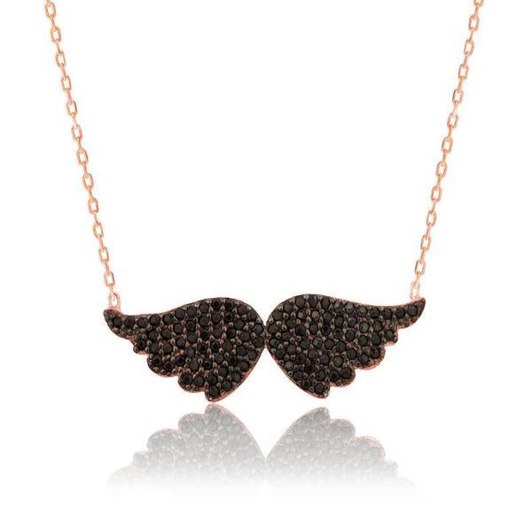 925 Ayar Gümüş Melek Kanadı Kadın Gümüş Kolye - Image 1