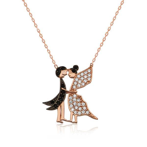 925 Ayar Gümüş Aşık Kelebekler Kadın Gümüş Kolye - Image 1