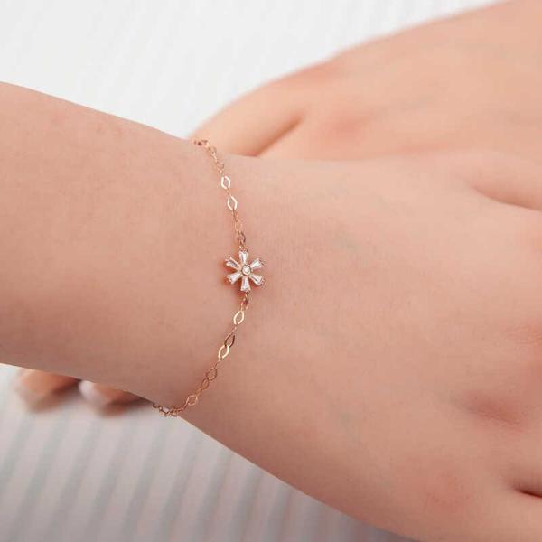 925 Ayar Gümüş Rose Çiçek Kadın Bileklik - Image 1