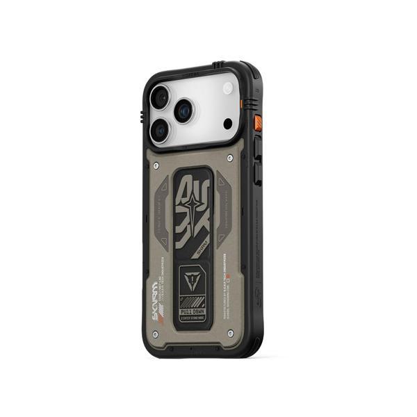 Skinarma İphone 17 Pro Max Uyumlu Kılıf Desenli Airbag Tasarımlı Standlı Aegis Kapak Gri - Image 1
