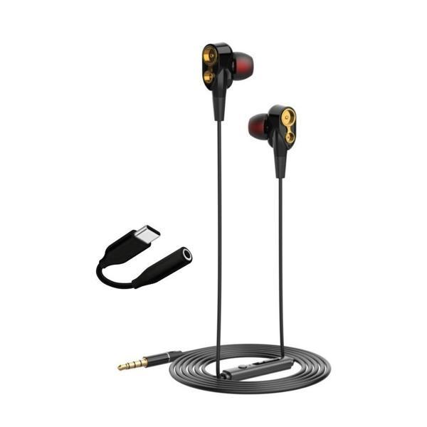 Tecno Hot Beats 3D Hifi 4 Hoparlörlü 3.5mm Jack Girişli Type-C Dönüştürücülü Mikrofonlu Kulaklık Siyah J2UC10 - Image 1