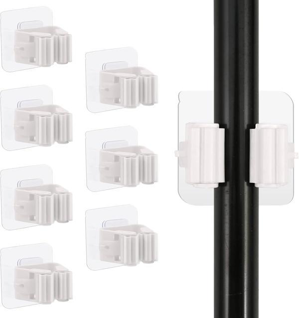 3B Trend 8 Adet Süpürge Tutucu Duvar Kendinden Yapışkanlı Duvar Delme Gerektirmez Tutucu (Beyaz) - Image 1