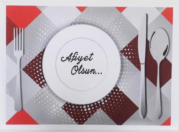 Amerikan Servis Kağıdı Afiyet Olsun Baskılı Beyaz Masa Örtüsü - 29 x 40 Cm. - 100 Adetlik Paket - Image 1