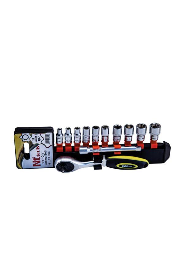 Nt Tools Ncset61 12 Parça 1/4" Altı Köşe Cr-V Lokma Seti - Image 1