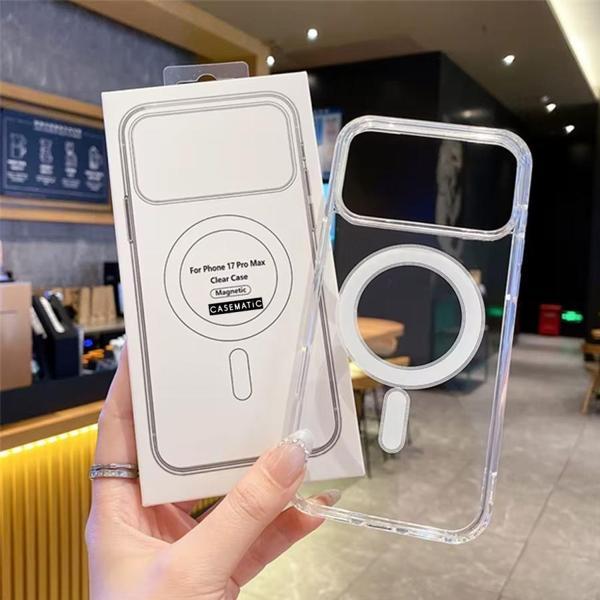 İphone 17Promax Uyumlu Kılıf Magsafe Wireless Kablosuz Şarj Destekli Sert Şeffaf Darbe Emici Kapak - Image 1