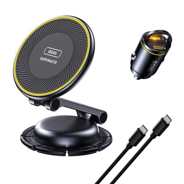 Aohi Superauto 45W Araç İçi Şarjı, 15W Şarj Aleti, Katlanır Telefon Tutucu - Image 1