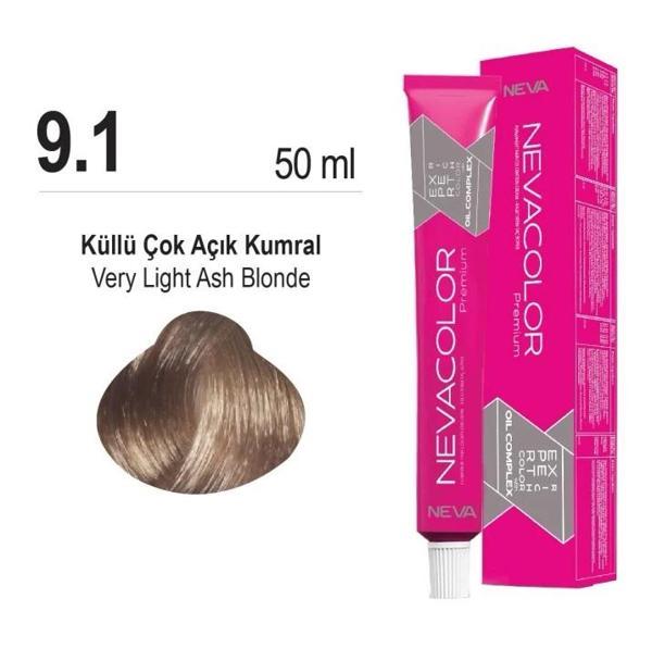 NEVACOLOR SAÇ BOYASI 9.1 KÜLLÜ ÇOK AÇIK KUMRAL - Image 1