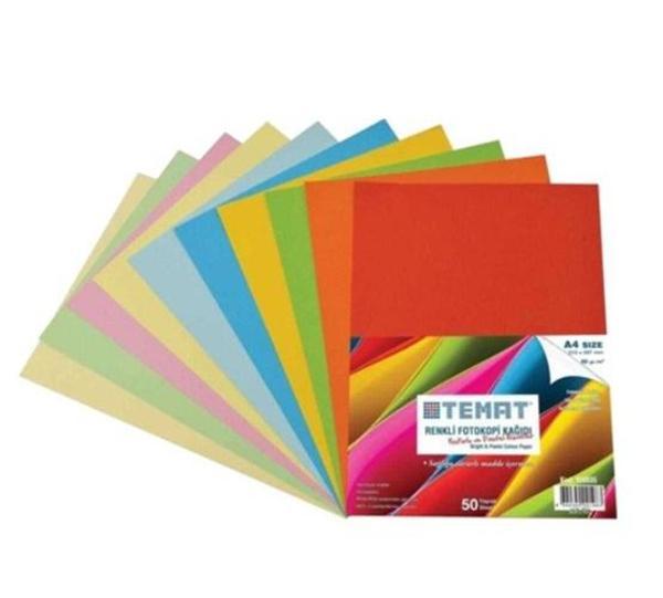 Temat Renkli Fotokopi Kağıdı A4 Fosforlu ve Pastel 50Li - 3 paket - Image 1