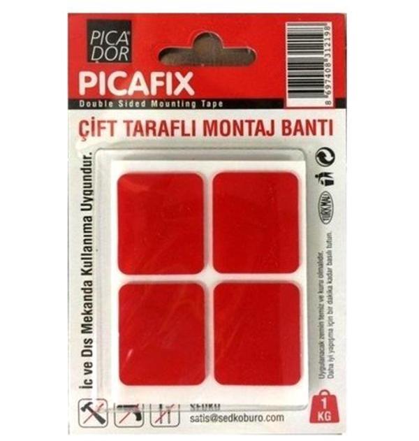 Picafix Çift Taraflı Montaj Bantıkare Kırmızı - 2 adet - Image 1