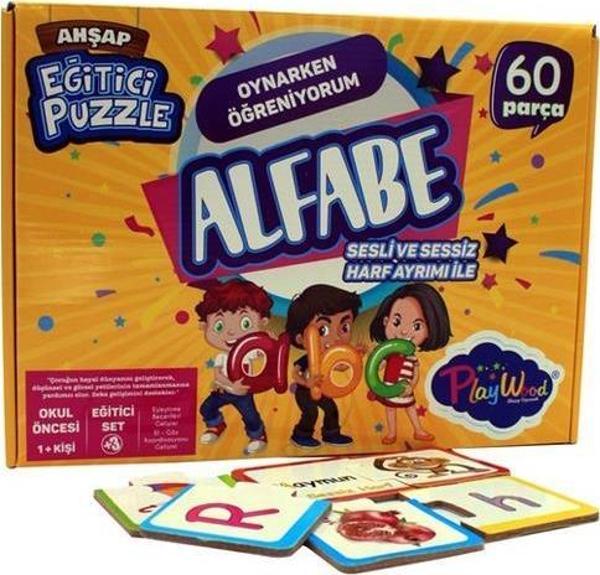 Playwood Ahşap Eğitici Puzzle Alfabe 60 Parça ONY25 - Image 1