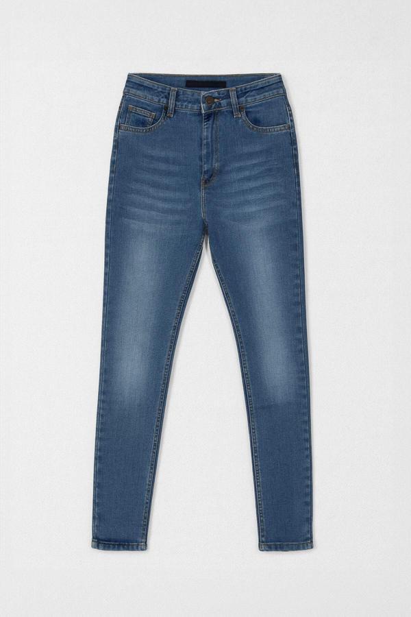 Kadın Yüksek Bel Skinny Fit Dar Paça Mavi Jean Pantolon - Image 1