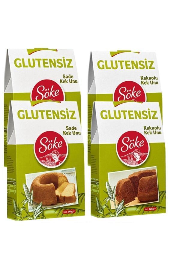 Söke Glutensiz Kek un Sade 2 x 240 g Kakaolu Kek Un 2 x225 g 4 Lü Set - Image 1