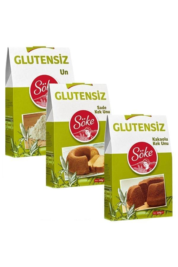 Söke Glutensiz Un 250 G Kek Un Sade 240 G Kakaolu Kek Un 225 G 3 Lü Set - Image 1