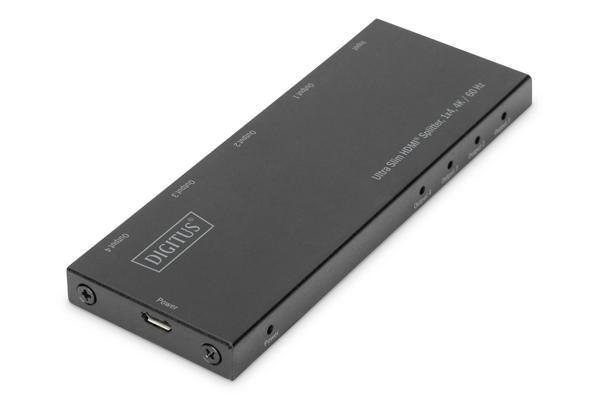 Digitus Ultra İnce HDMI Çoklayıcı, 1x4, 4K/60Hz, HDR, HDCP 2.2, 18 Gbps&lt;br&gt;
Digitus  Ultra Slim HDMI Splitter, 1x4, 4K/60Hz, HDR, HDCP 2.2, 18 Gbps
 - Image 1