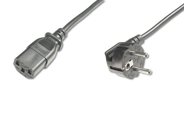 Digitus Güç Kablosu, C13 dişi - CEE 7/7 (Tip-F) erkek 90 derece, 2.5 metre, H05VV-F3G 1.0qmm, siyah renk&lt;br&gt;
Digitus Power Cord, CEE 7/7 (Typ-F) 90ø angled - C13 M/F, 2.5m, H05VV-F3G 1.0qmm, bla - Image 1