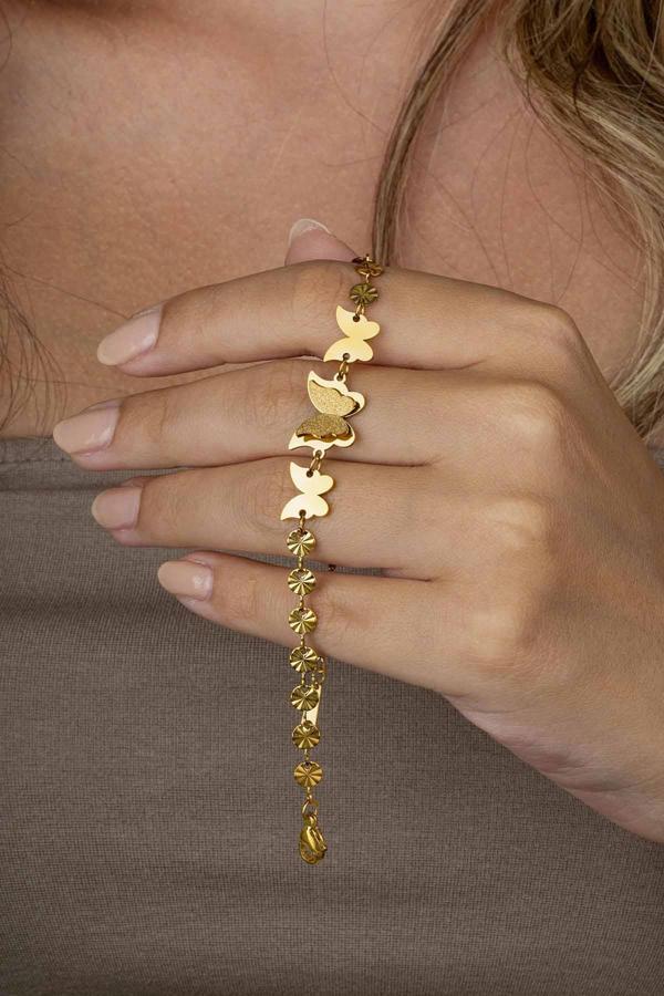 Gümüş Pazarım Altın Kaplama Kelebek Kadın Çelik Bileklik - Image 1