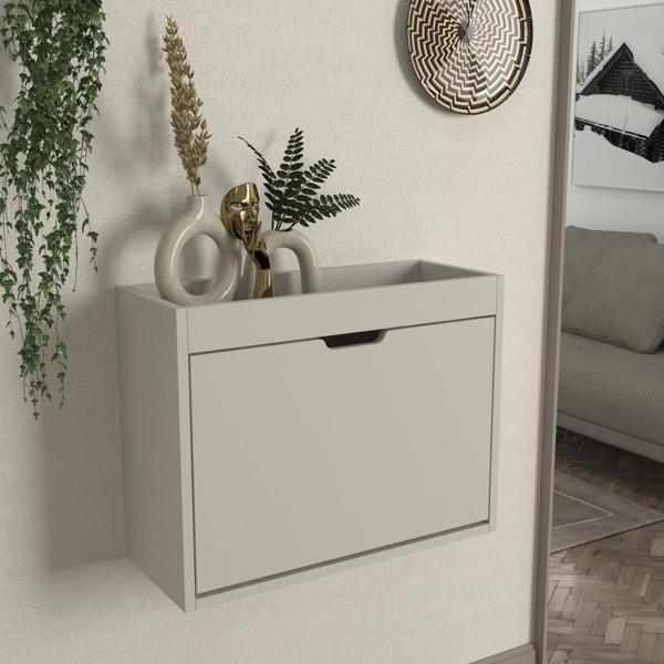 Dekorister Remy 1 Kapaklı Ayakkabılık Kumtaşı - Antrasit - Image 1