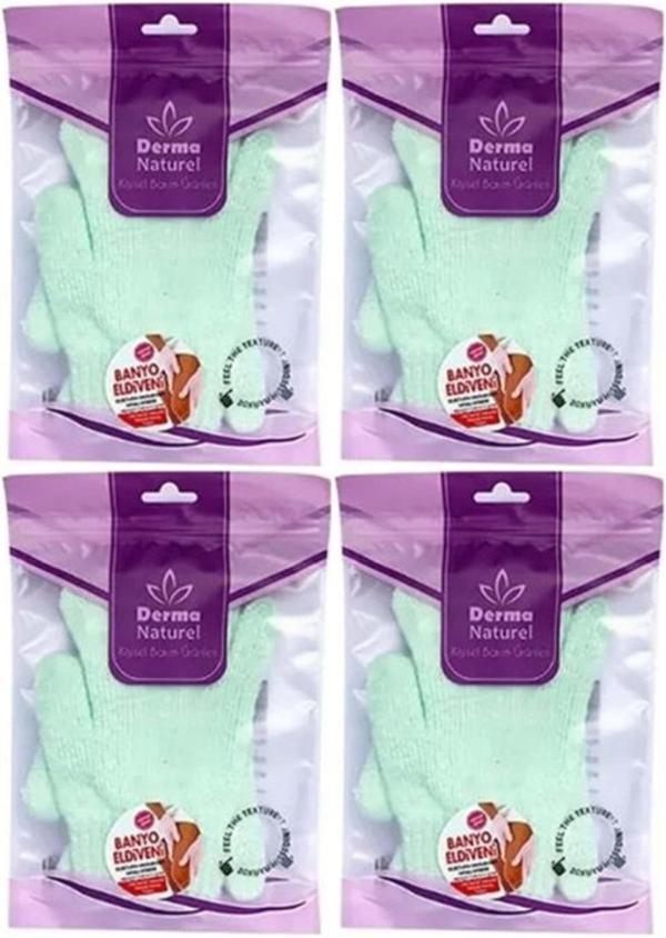 Derma Naturel Parmaklı Banyo Eldiveni MS-23 (4 Lü Set) - Image 1
