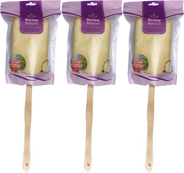 Derma Naturel Palmiye Örme Sopalı Banyo Sırt Lifi (8*24CM) MS-09 (3 Lü Set) - Image 1