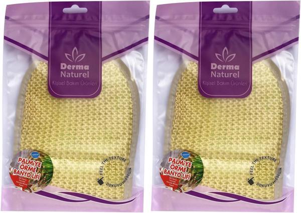 Derma Naturel Palmiye Lifi Örme Banyo Eldiveni (15*24CM) MS-04 (2 Li Set) - Image 1