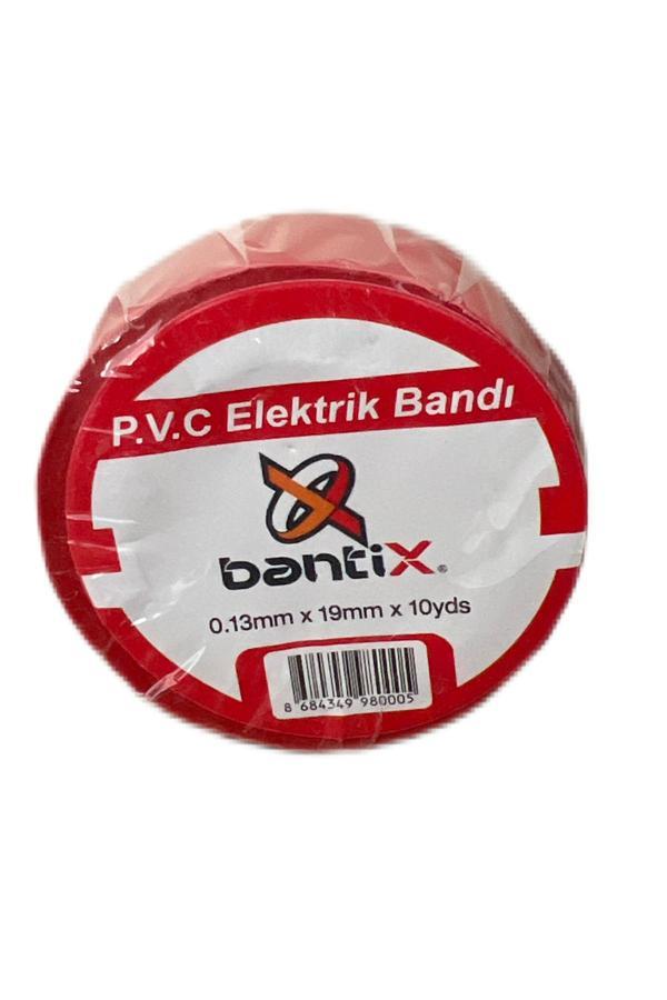 Bantix Elektrik Bandı 10 Adet 19Mmx10Yds Kırmızı Elektrik İzole Bandı 10'Lu Paket - Image 1