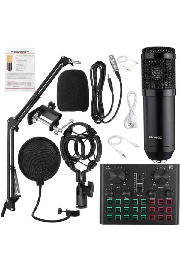 Havuz Elektronik Bm800 V8 Uyumlu Plus Ses Kartlı Stüdyo Kayıt Youtuber Mikrofonu Seti - Image 1