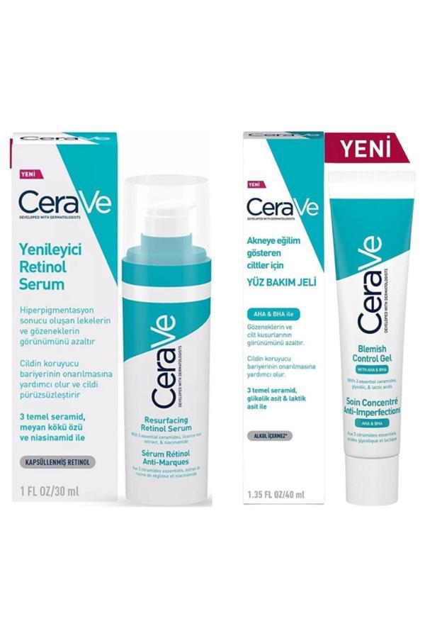 Cerave Yağlı Ve Düzensiz Ciltler İçin Retinol Serum 30 Ml + Yüz Bakım Jeli 40Ml - Image 1