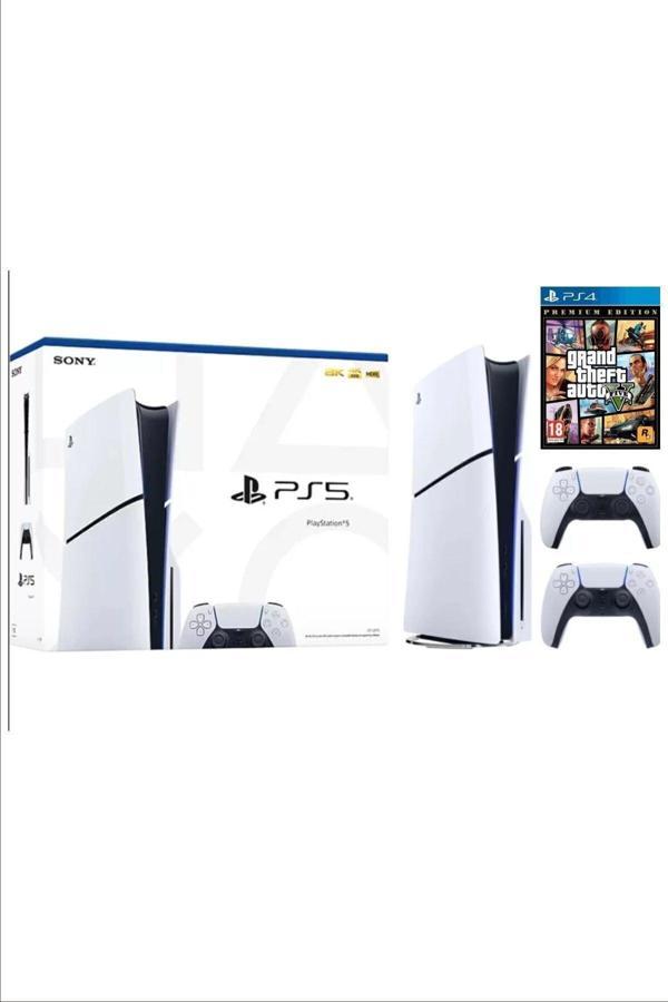 Sony Playstation 5 Slim 1 Tb Türkçe Menü + 2. Dualsense Gamepad + Gta 5 Hediyeli+ Tr Uyumlu Güç Kablosu - Image 1