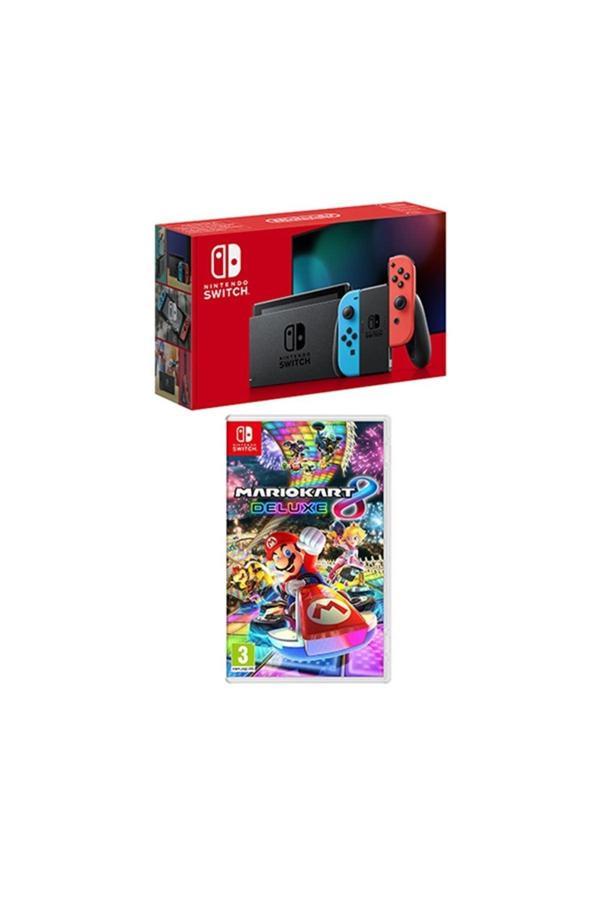 Nintendo Switch Konsol Neon Red Blue + Mario Kart 8 Deluxe Nintendo Switch Oyun - Image 1
