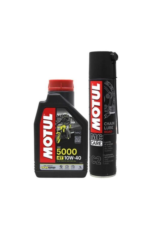 Motul 5000 10W/40 4T Motosiklet Yağı 1 Lt + C2 Zincir Yağı 400 Ml - Image 1