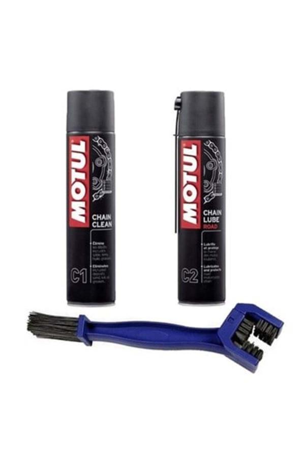 Motul Kask Bakım Seti C1 Zincir Temizleme+C2 Zincir Yağlayıcı+Zincir Temizleme Fırçası - Image 1