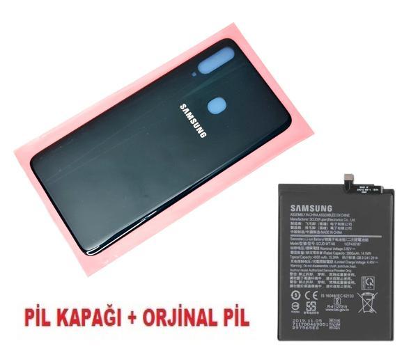 Tkgz Samsung Galaxy A20S A207 Arka Pil Batarya Kapağı + PİL MAVİ - Image 1