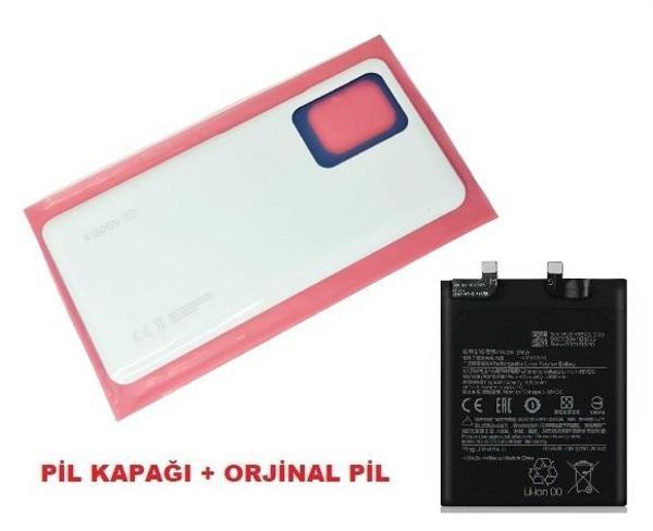 Tkgz Xiaomi Mi 11T PRO Mİ 11T Arka Pil Batarya Kapağı + PİL (CAM) BEYAZ - Image 1