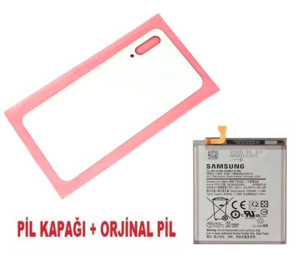 Tkgz Samsung Galaxy A30S A307 Arka Pil Batarya Kapağı + PİL BEYAZ - Image 1